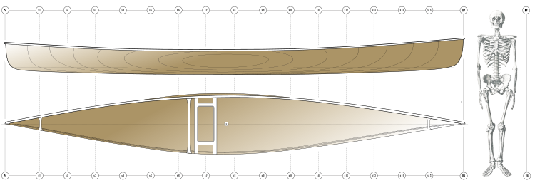 Solo Quick – Canoe Plans – Line Drawing – 750 x 257