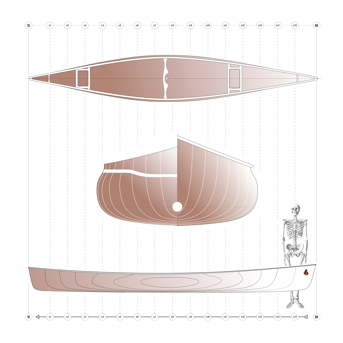 Tandem Canoe Plans – Lines