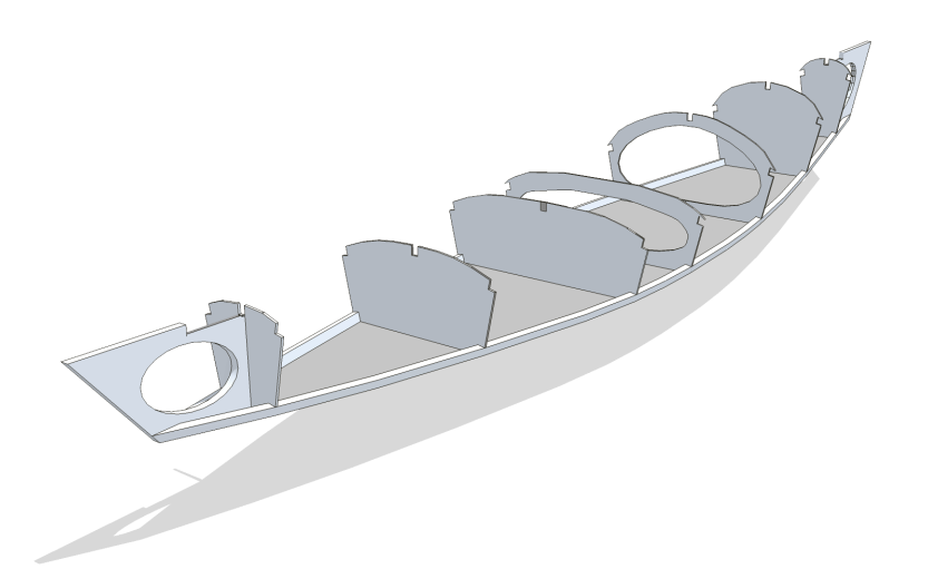 6 – 24 Hour Kayak – Bottom with Stations and Stems